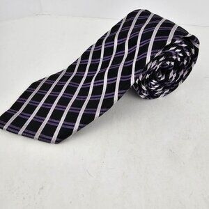 Paul Fredrick Silk Tie Purple White Black Stripes Men Necktie 64 x 4